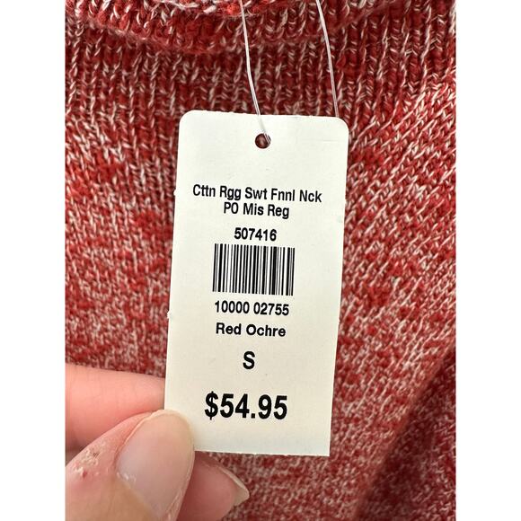 🆕 L.L.BEAN | Orange Heathered Cotton Funnel Neck Long Sleeve Sweater | Small - Picture 5 of 8